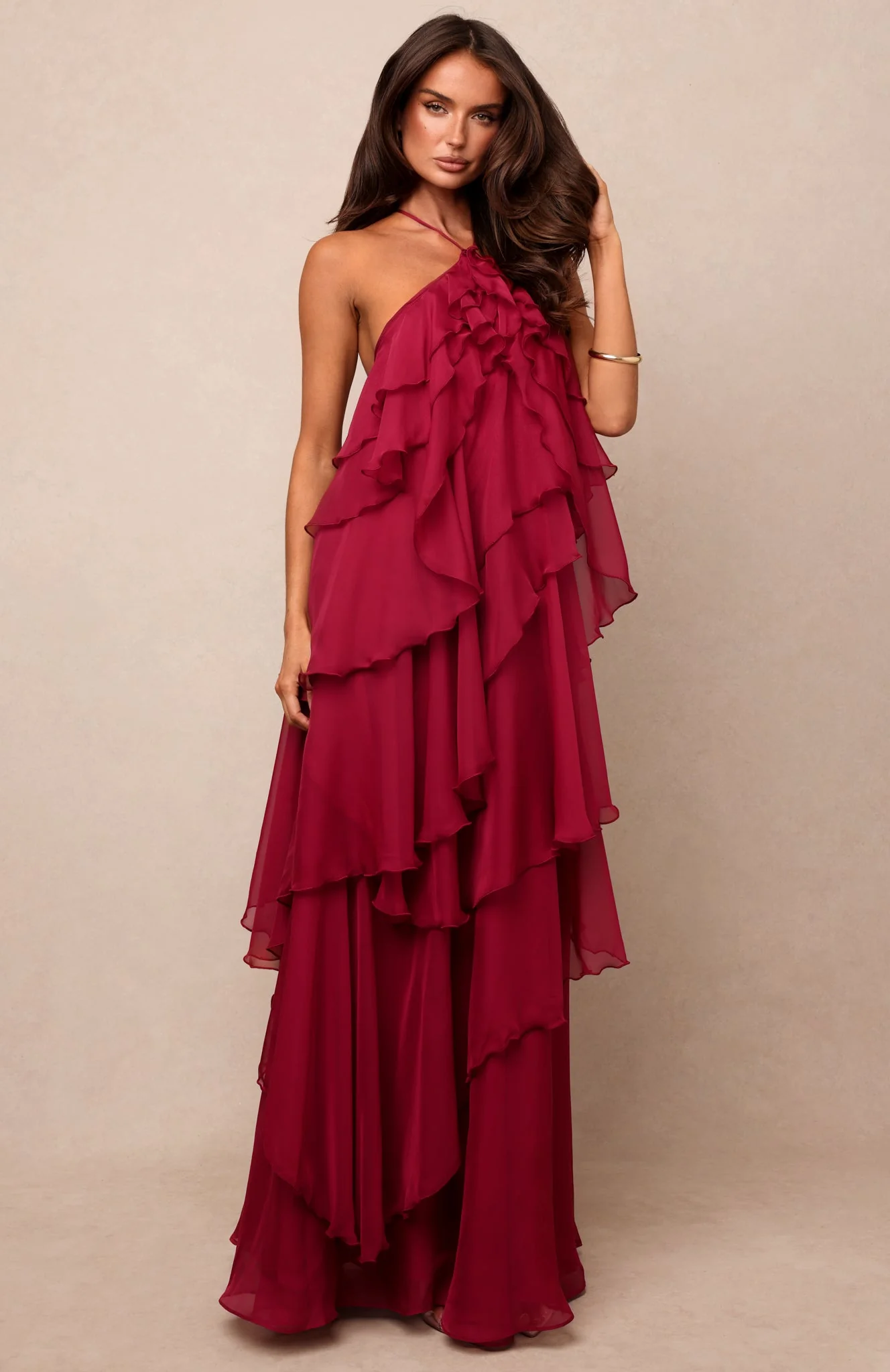 Golden Waves Maxi Dress Fuchsia