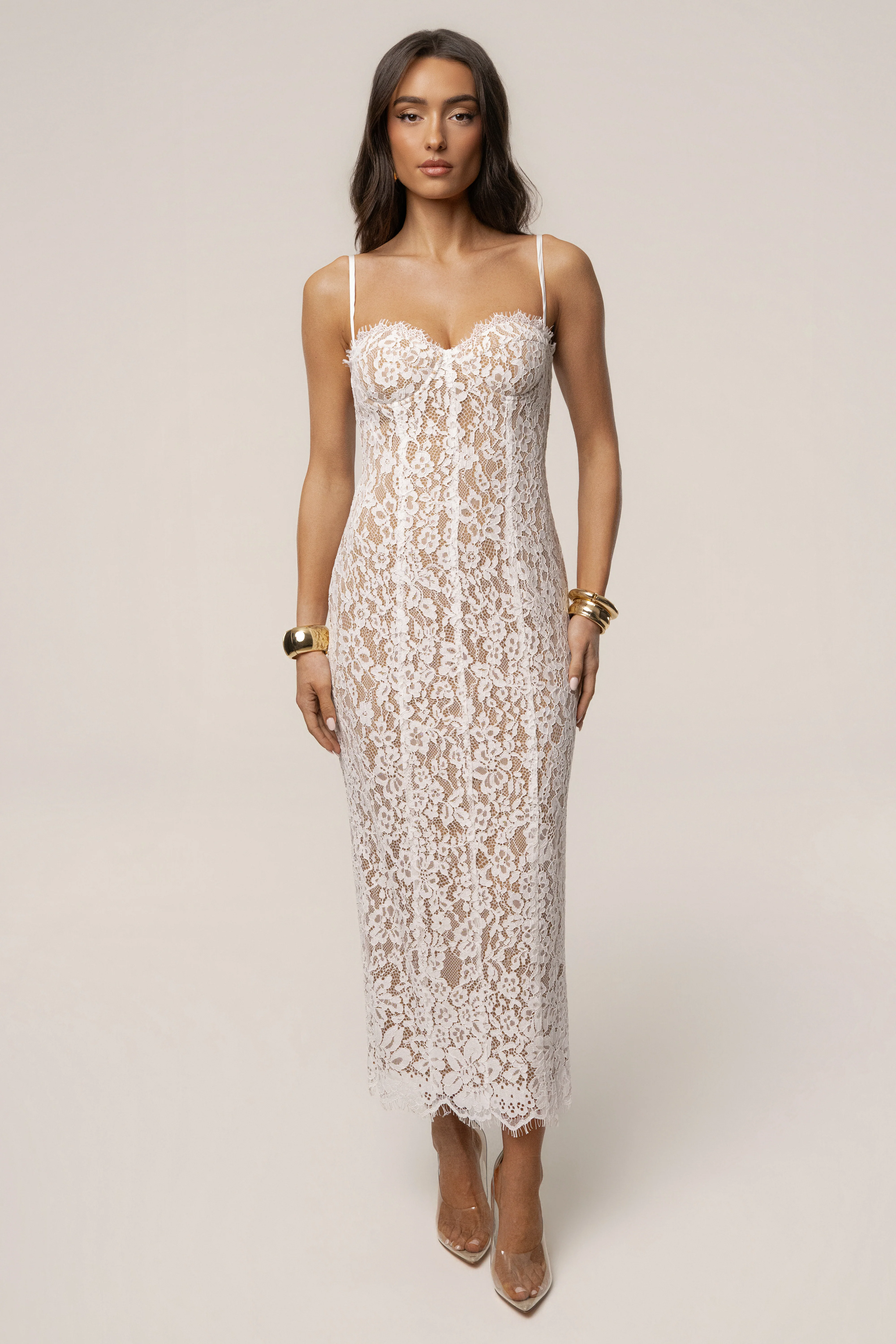 White Love Reign Lace Midi Dress