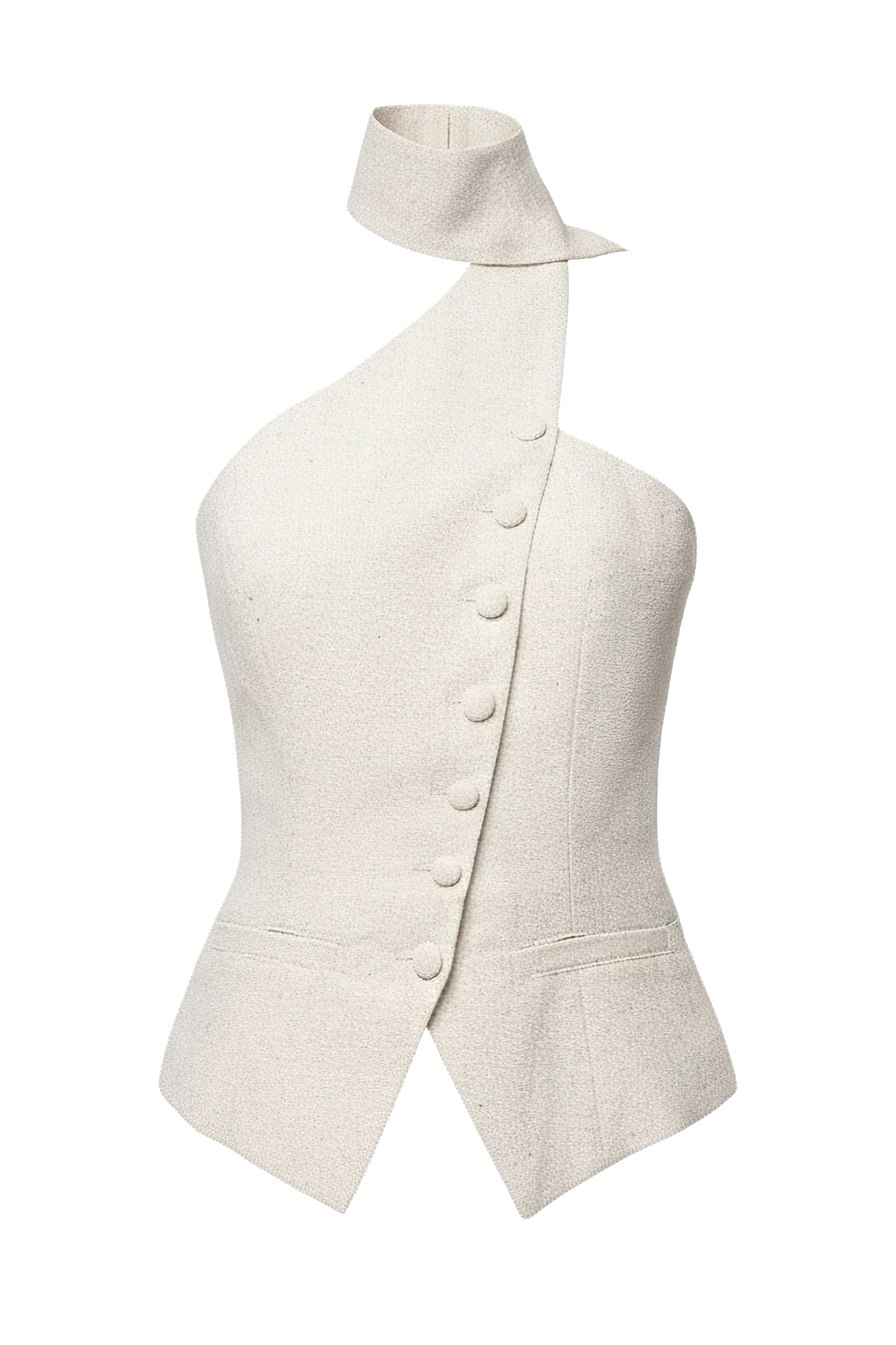 Oatmeal Asymmetric Scarf Top