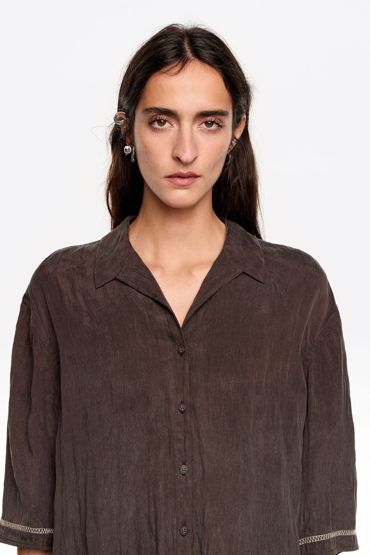 Brown adjustable armhole shirt