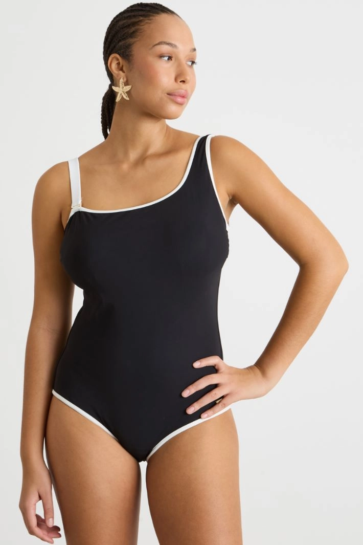 One-shoulder swimsuit - BLACK