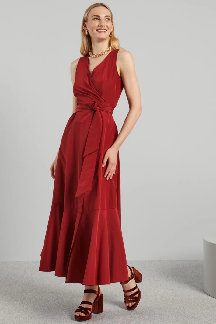 Long crossover dress - RED
