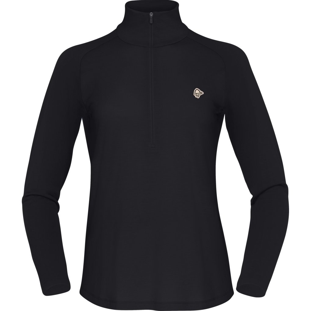Norrona femund pureUll Zip Neck Shirt Women - Caviar Black