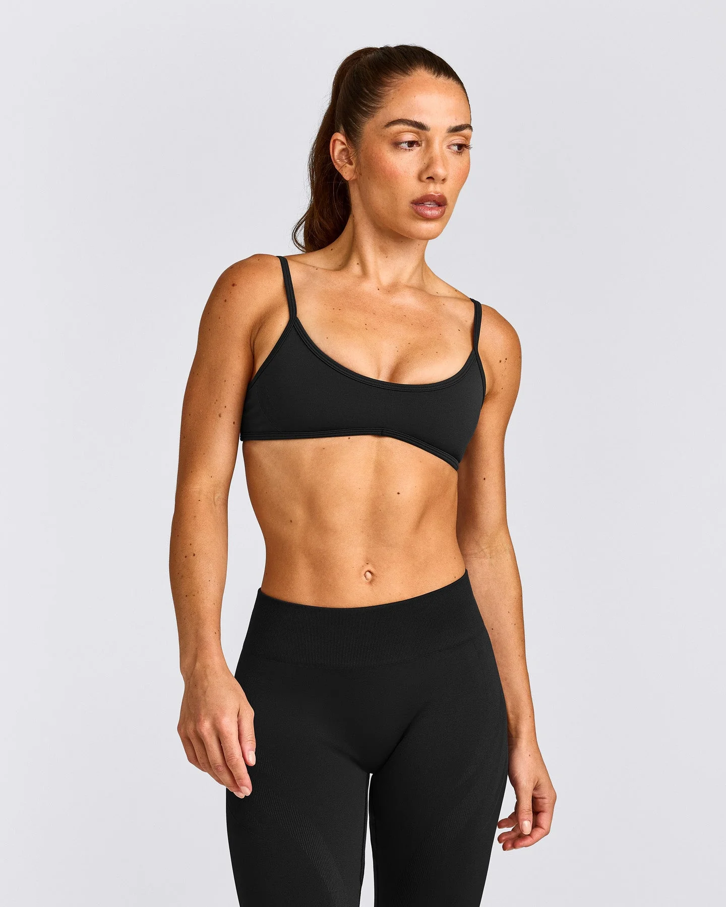 EnhanceLift™ Seamless Minimal Bralette with Grey Logo | Black