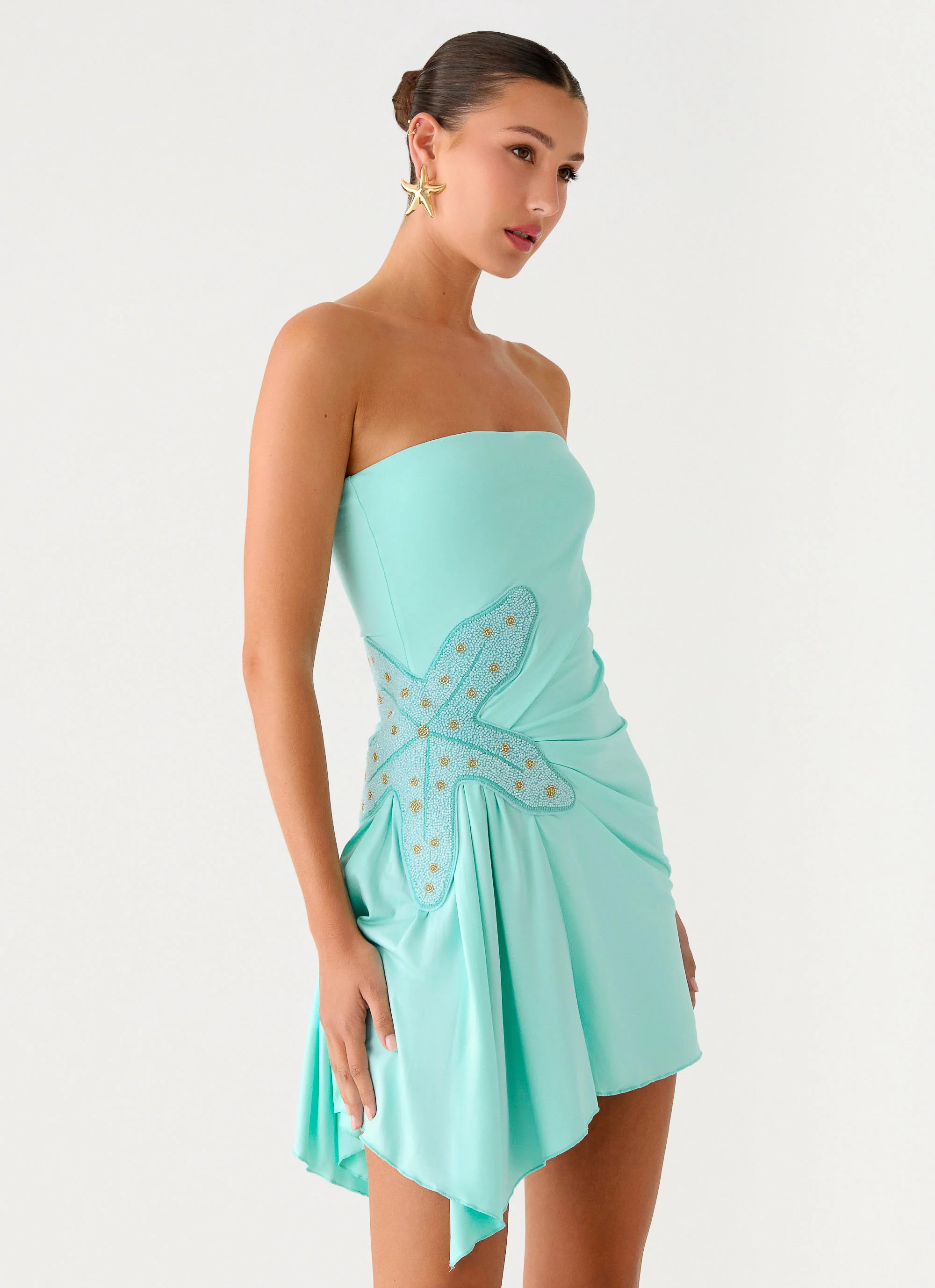 Ocean Dream Strapless Mini Dress - Turquoise