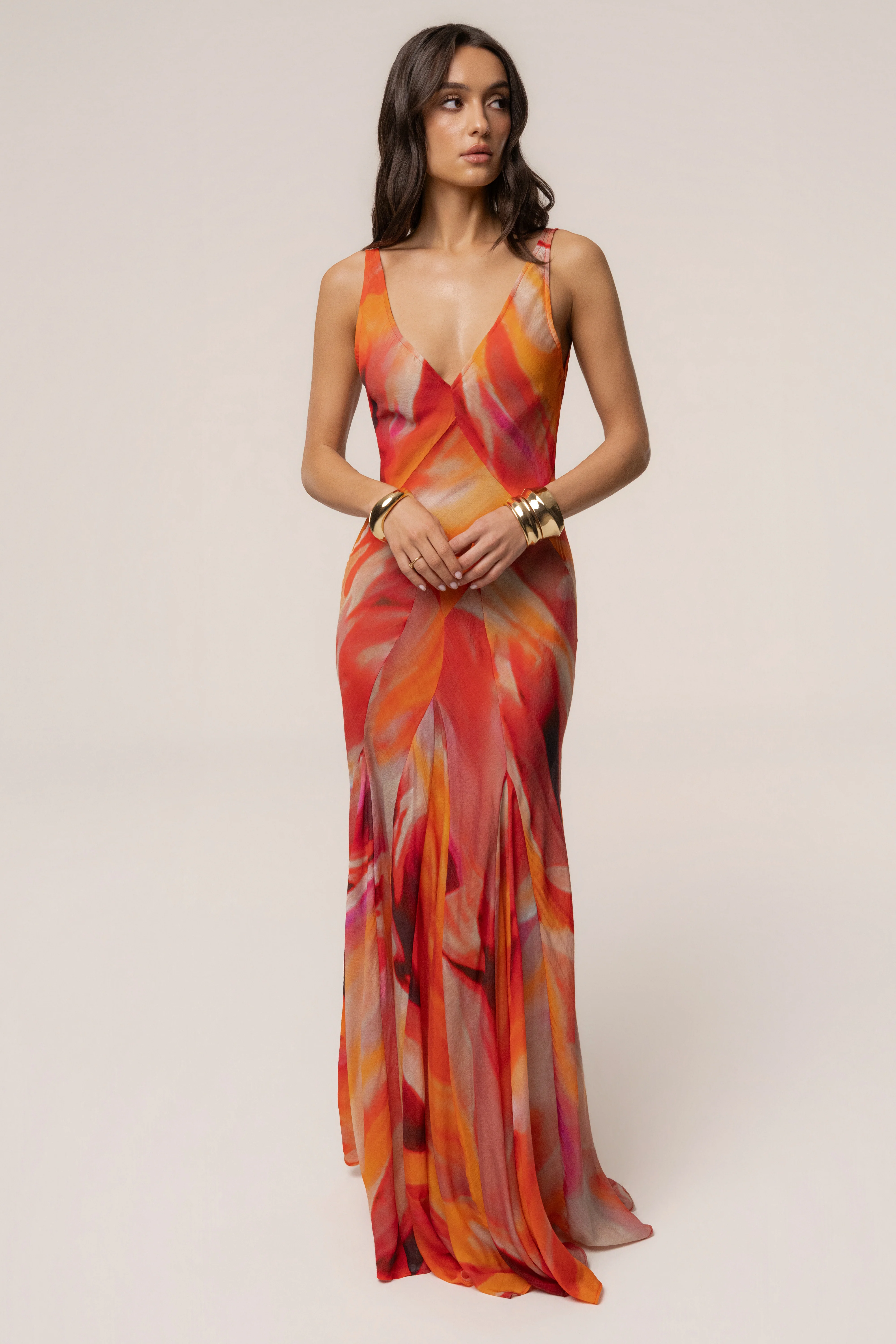 Red Prism Tide Maxi Dress