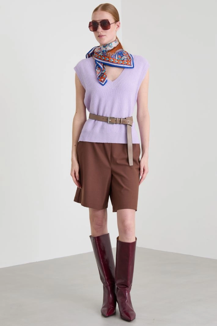 Cashmere yarn gilet - LILAC