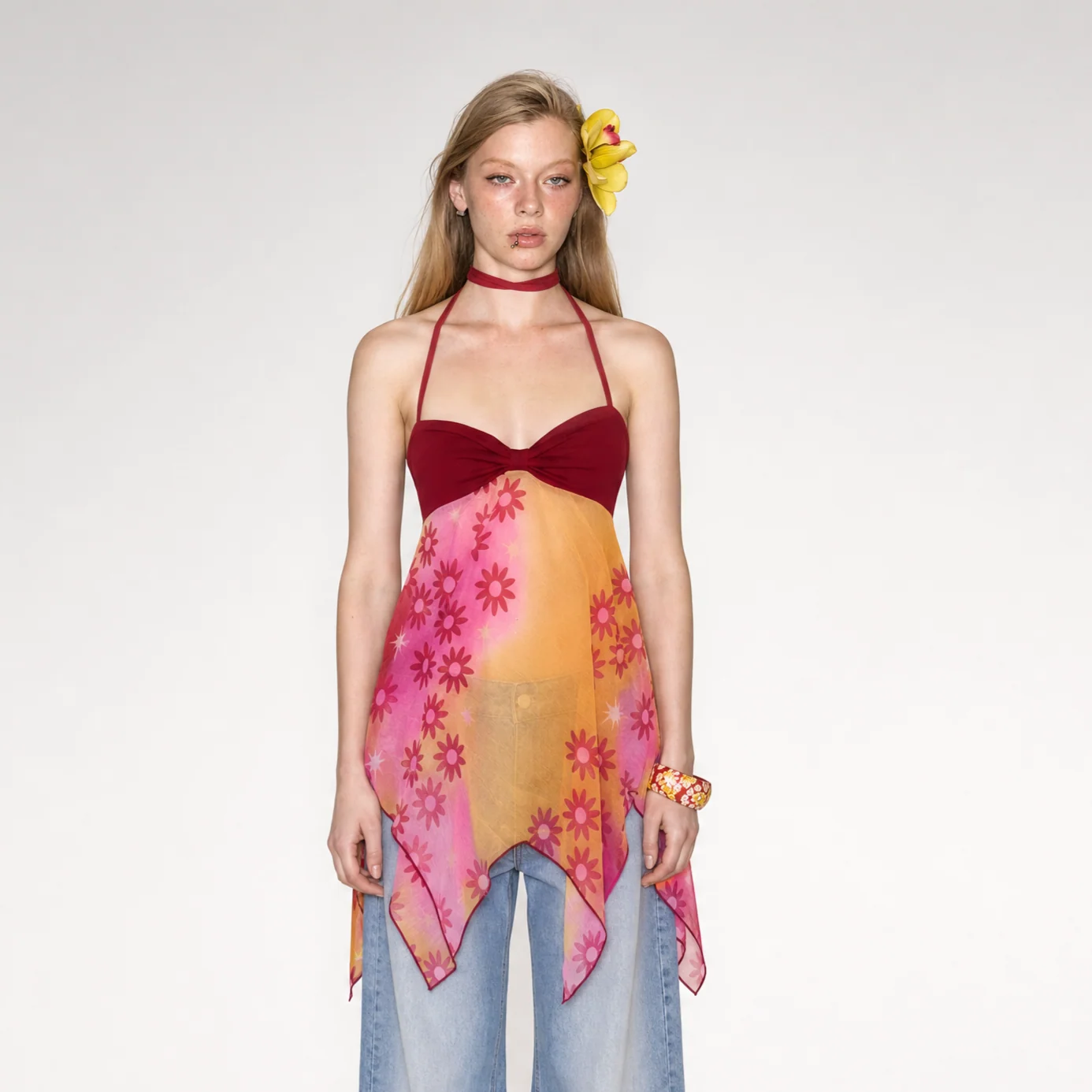 Printed Halter Slip Dress