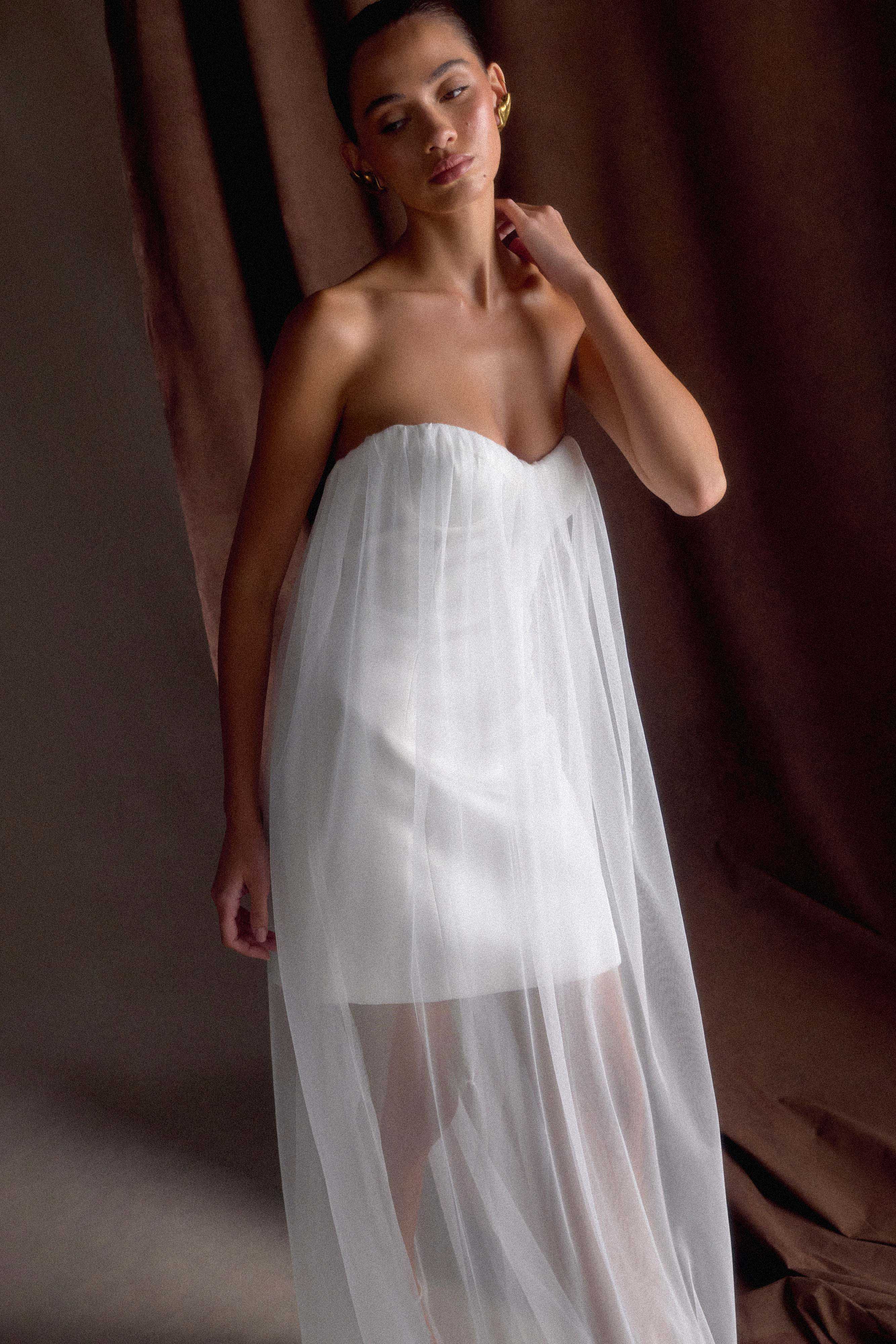 Bettany Chiffon Strapless Maxi Dress - White