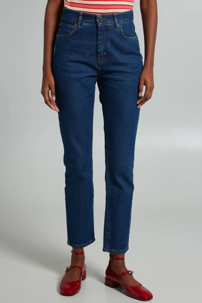 High waisted slim-fit jeans - DENIM BLUE