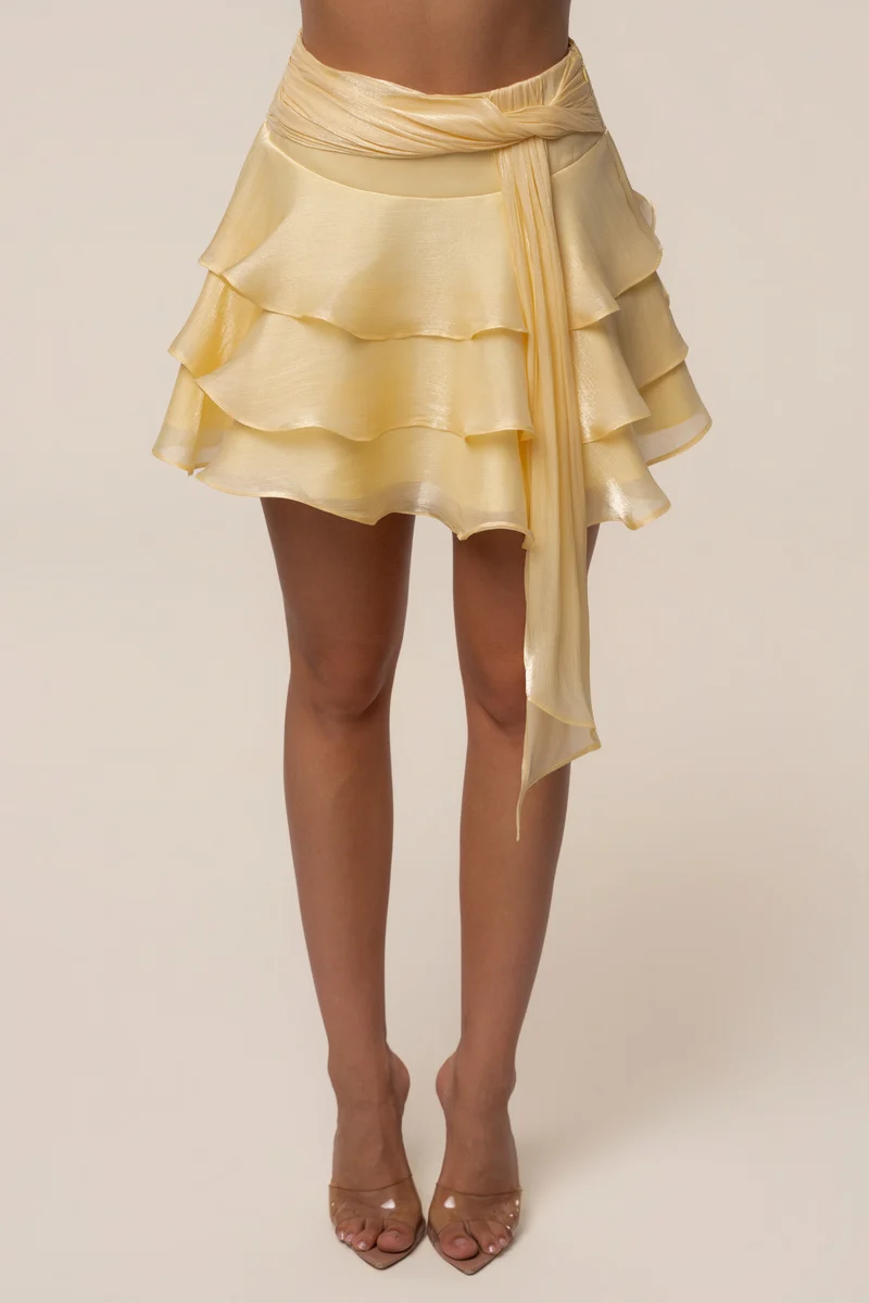 Yellow Sky Draped Skirt Set