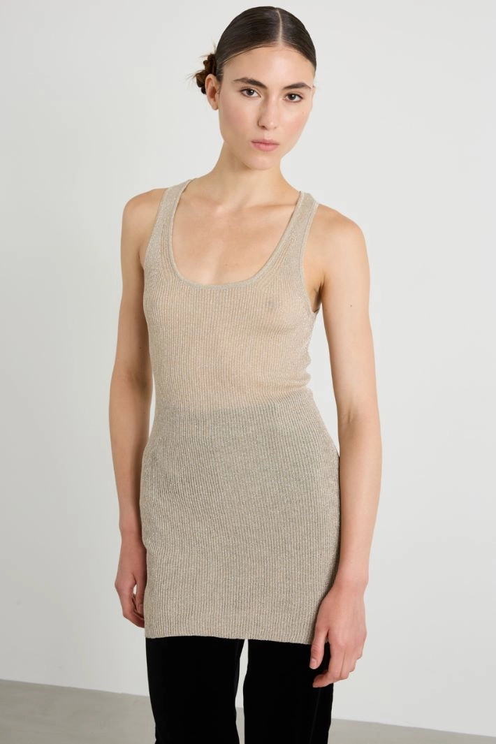 Lurex knit top - PLATINUM
