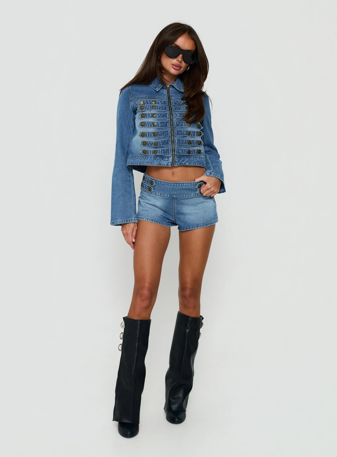 Kingstonn Military Denim Jacket Washed Blue