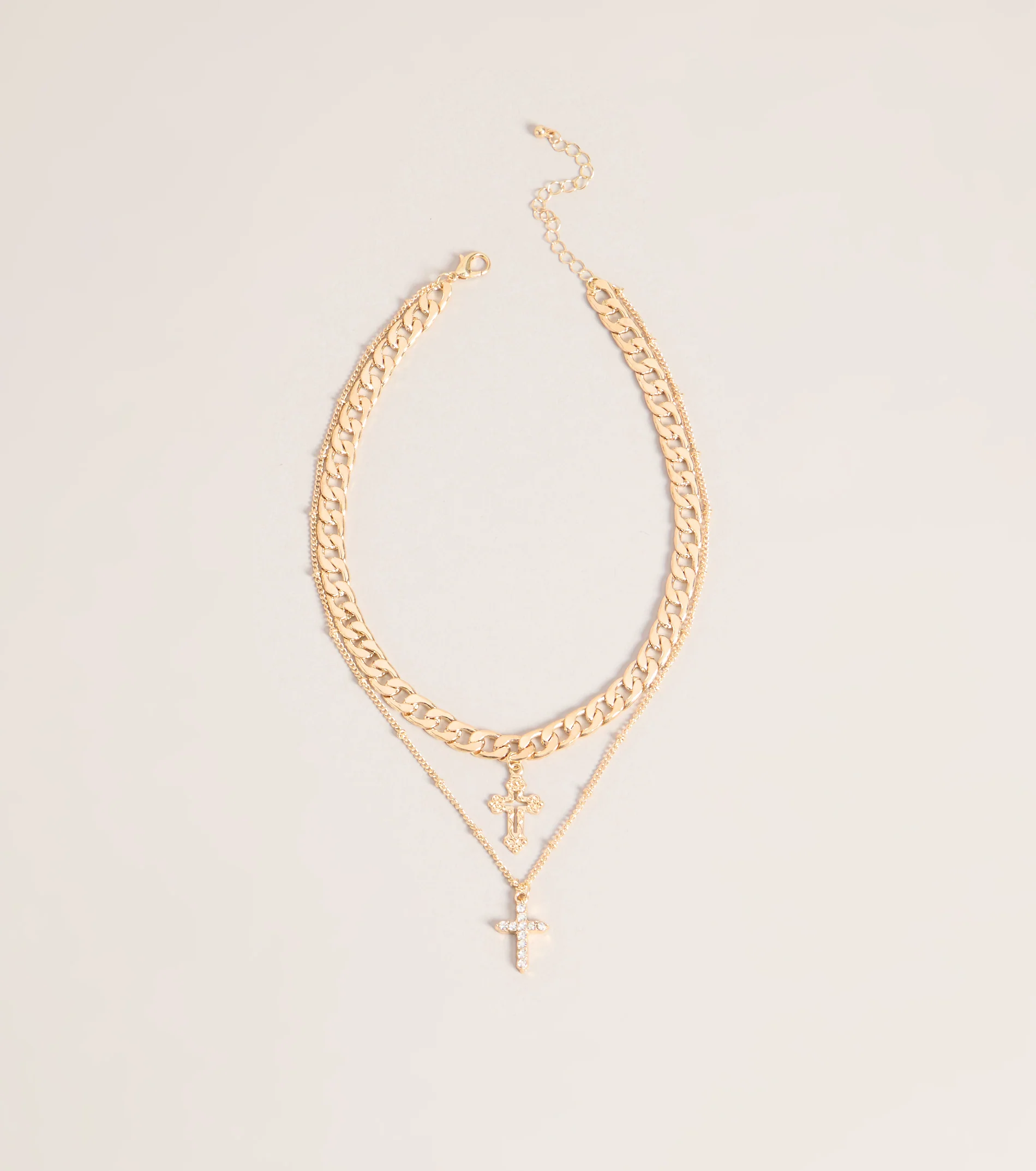 Double Take Cross Layered Necklace