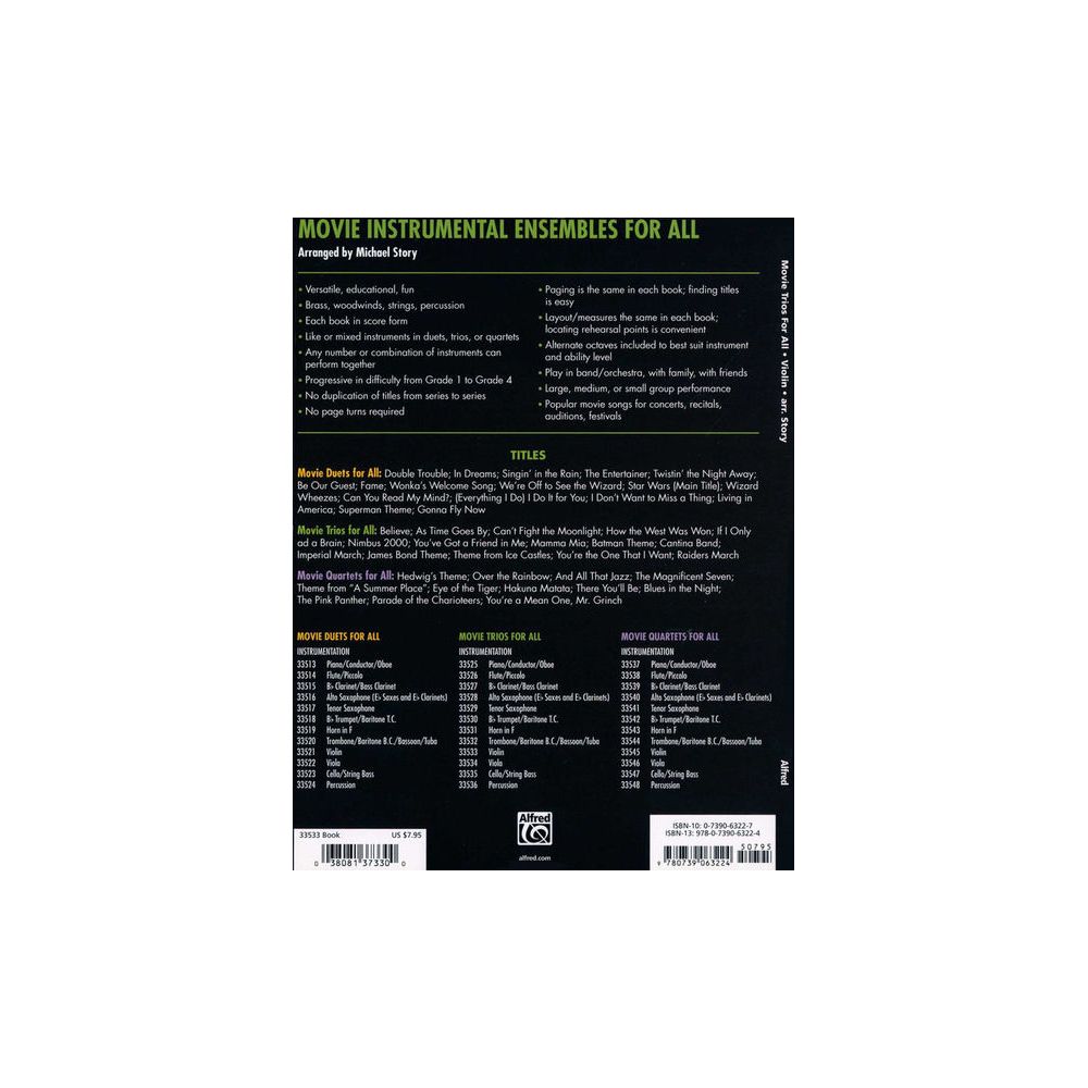 Alfred Music Publishing Movie Trios For All Violin – Thomann Ireland