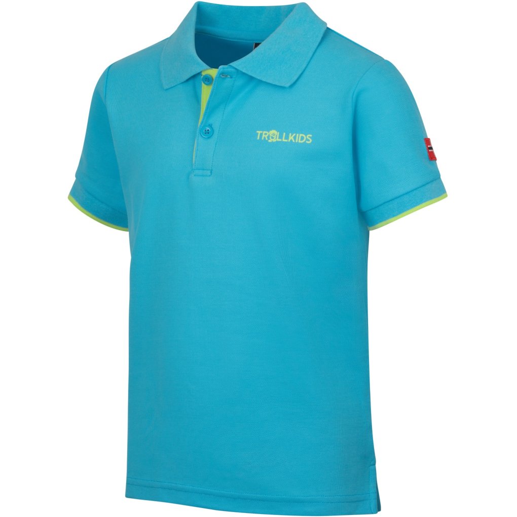 Trollkids Bergen XT Poloshirt Kids - Pool Blue/Wild Lime