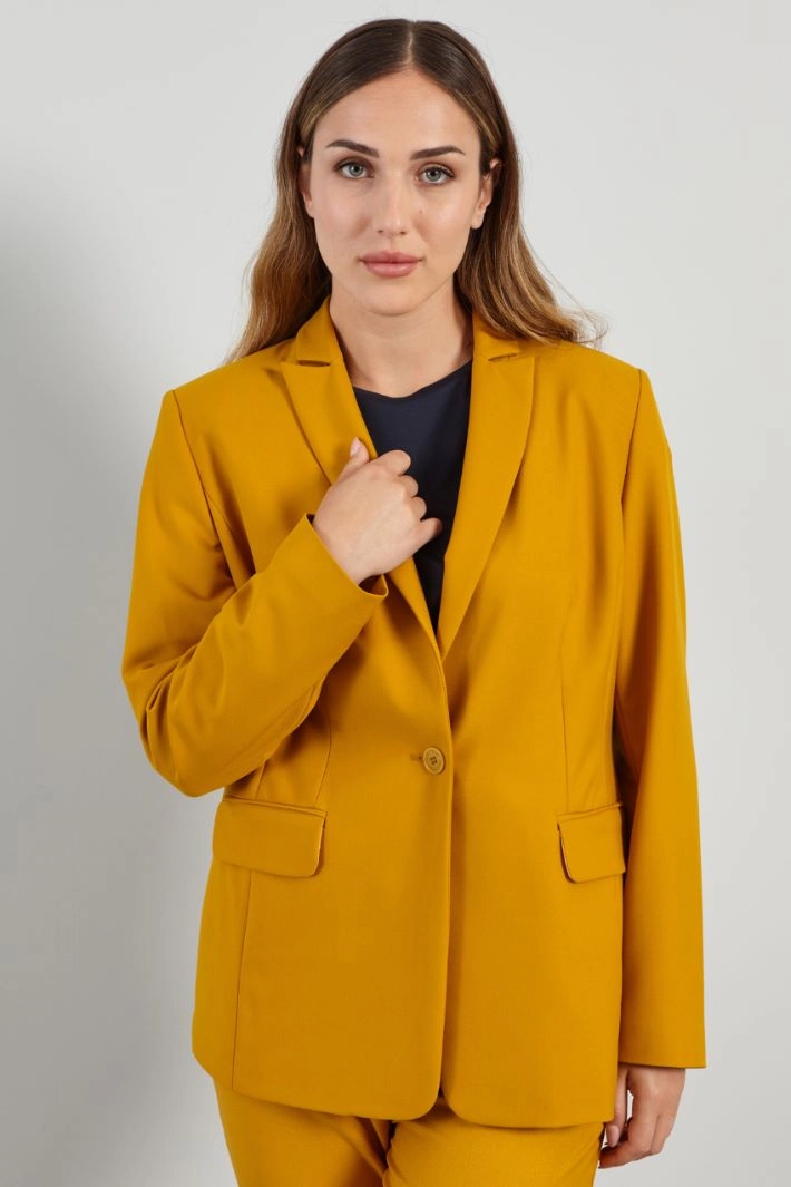 Slim fit viscose blazer - MUSTARD