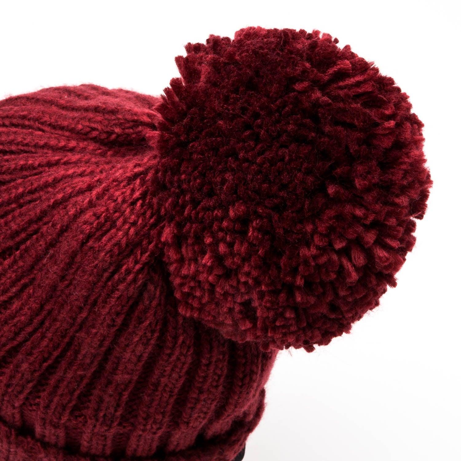 Kids Pompom Beanie Burgundy