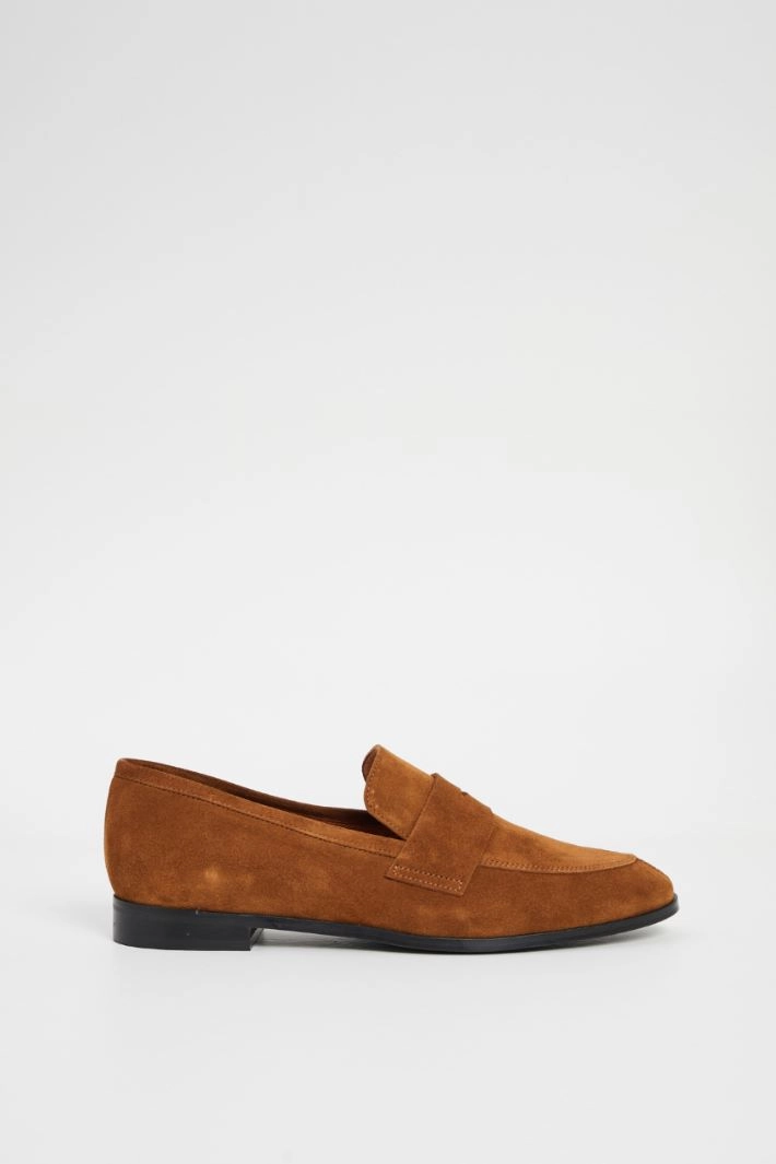 Velvet-effect moccasins - LEATHER