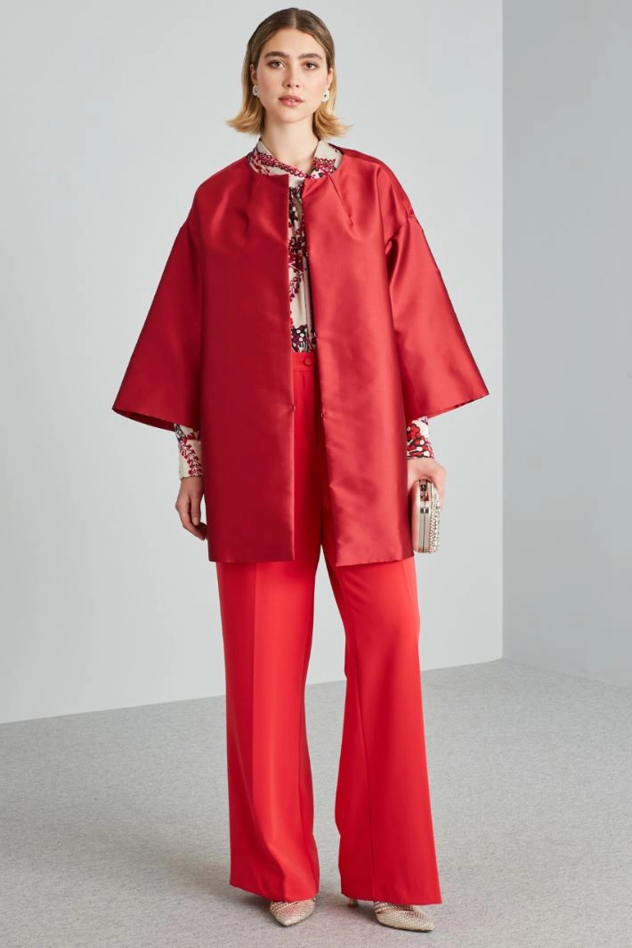 Shantung duster coat - RED VIOLET