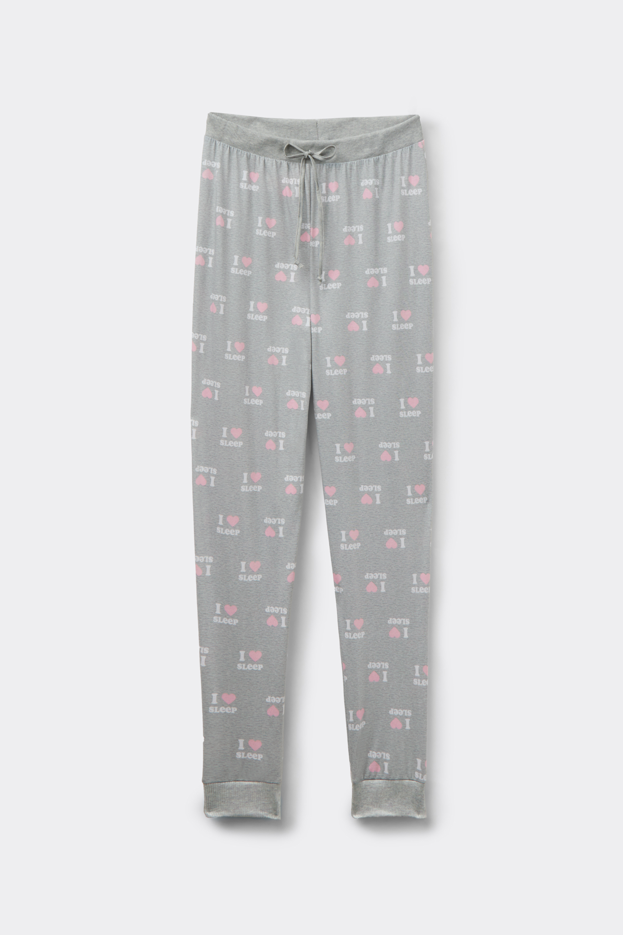 Long Printed Cotton Drawstring Trousers