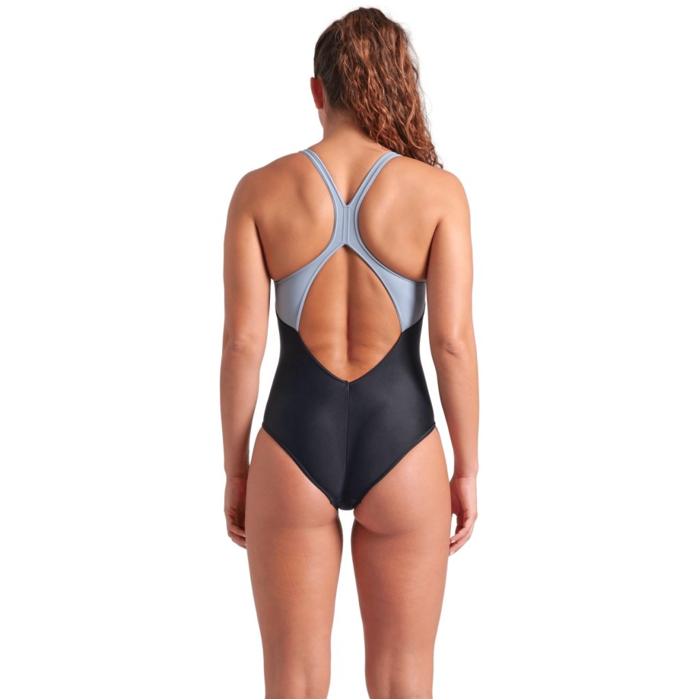 arena Feel Bright Glare V Back Swimsuit Women - Black/Sea Foam