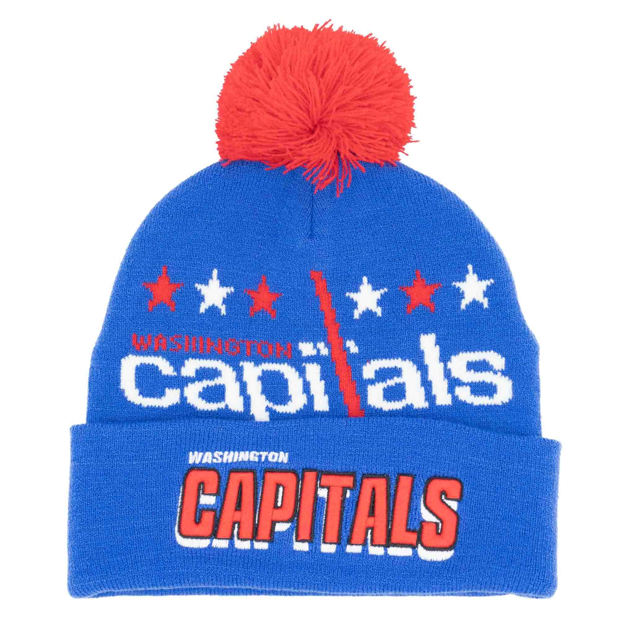 Washington Capitals Punch Out Mitchell & Ness NHL Knit Hat Blue