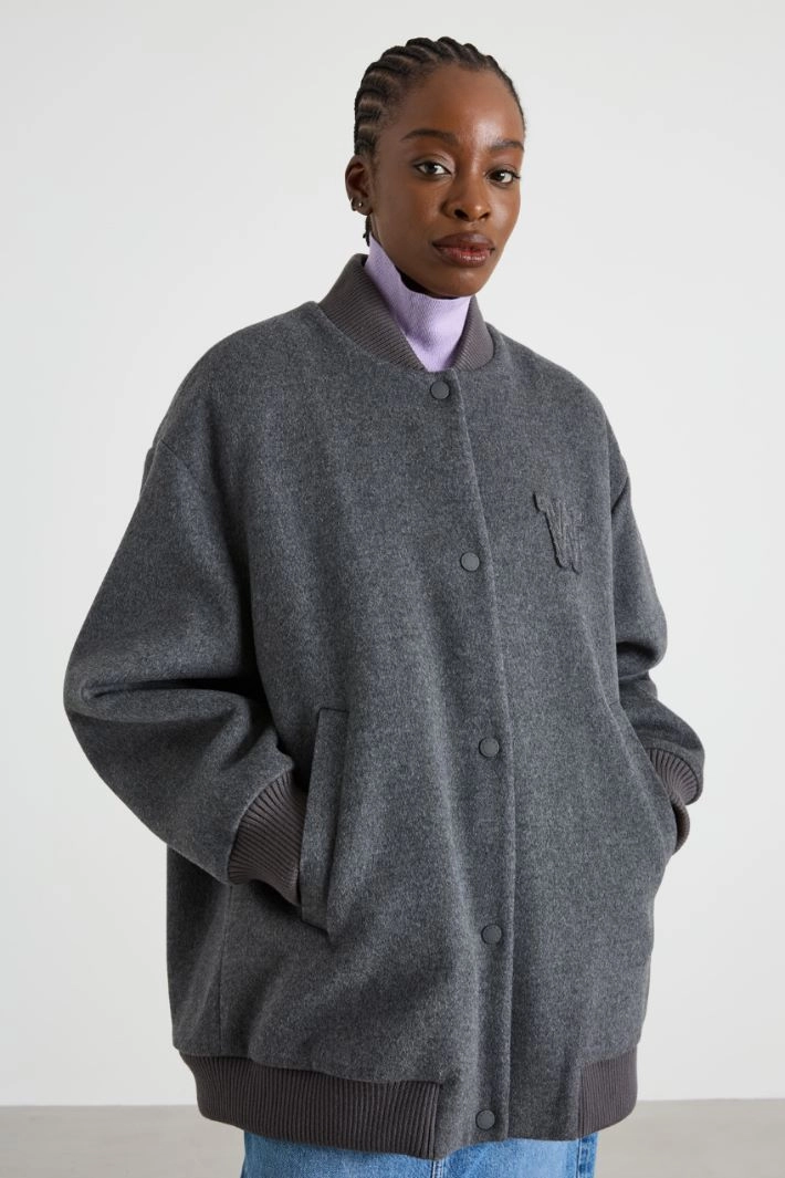 Wool padded bomber jacket - GREY