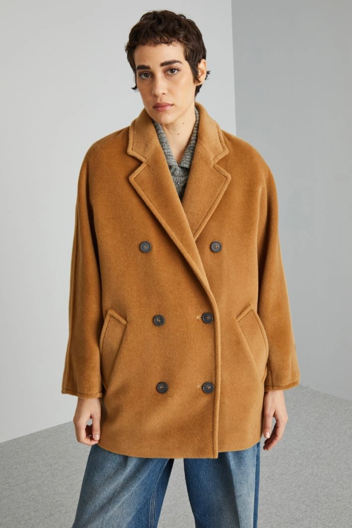 Wool beaver pea coat - CAMEL