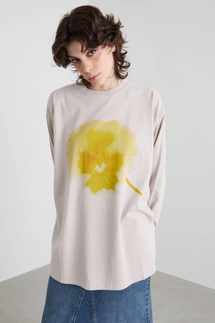Printed oversize T-shirt - SAND