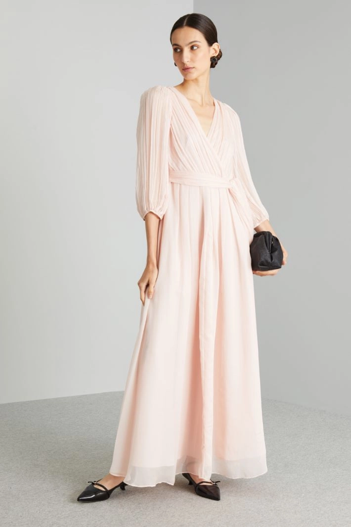 Long chiffon dress - POWDER PINK
