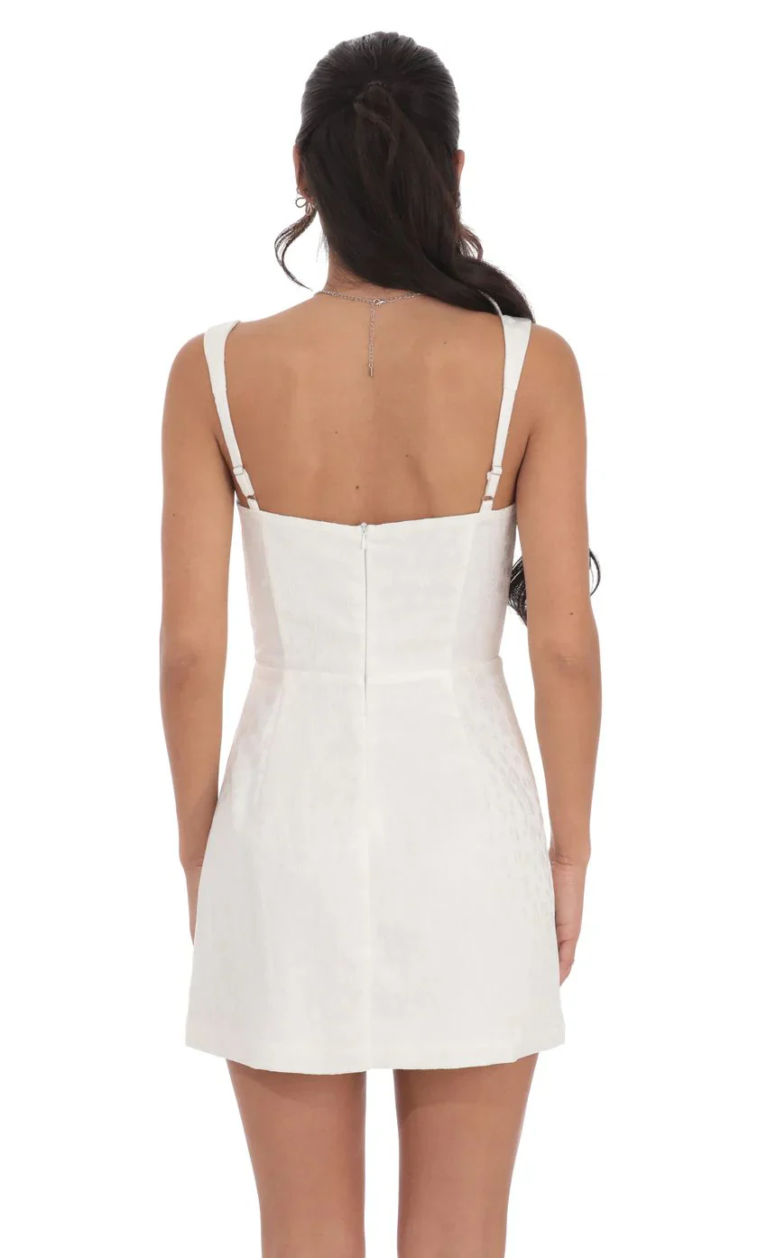 Jacquard Corset A-Line Dress in White