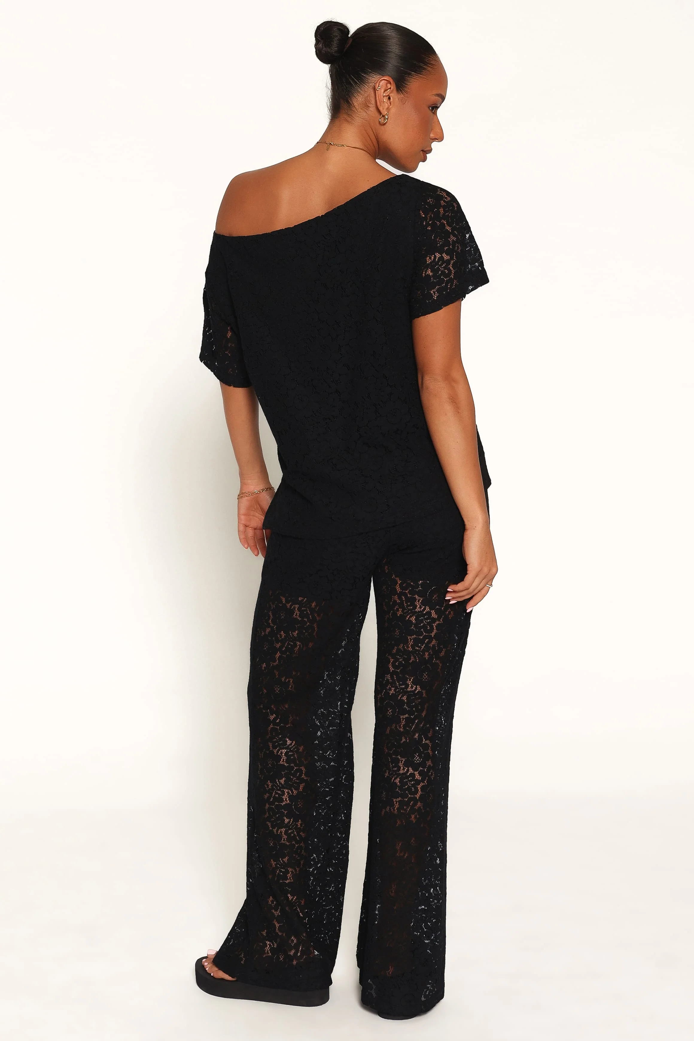 Tucker Lace Pant Set - Black