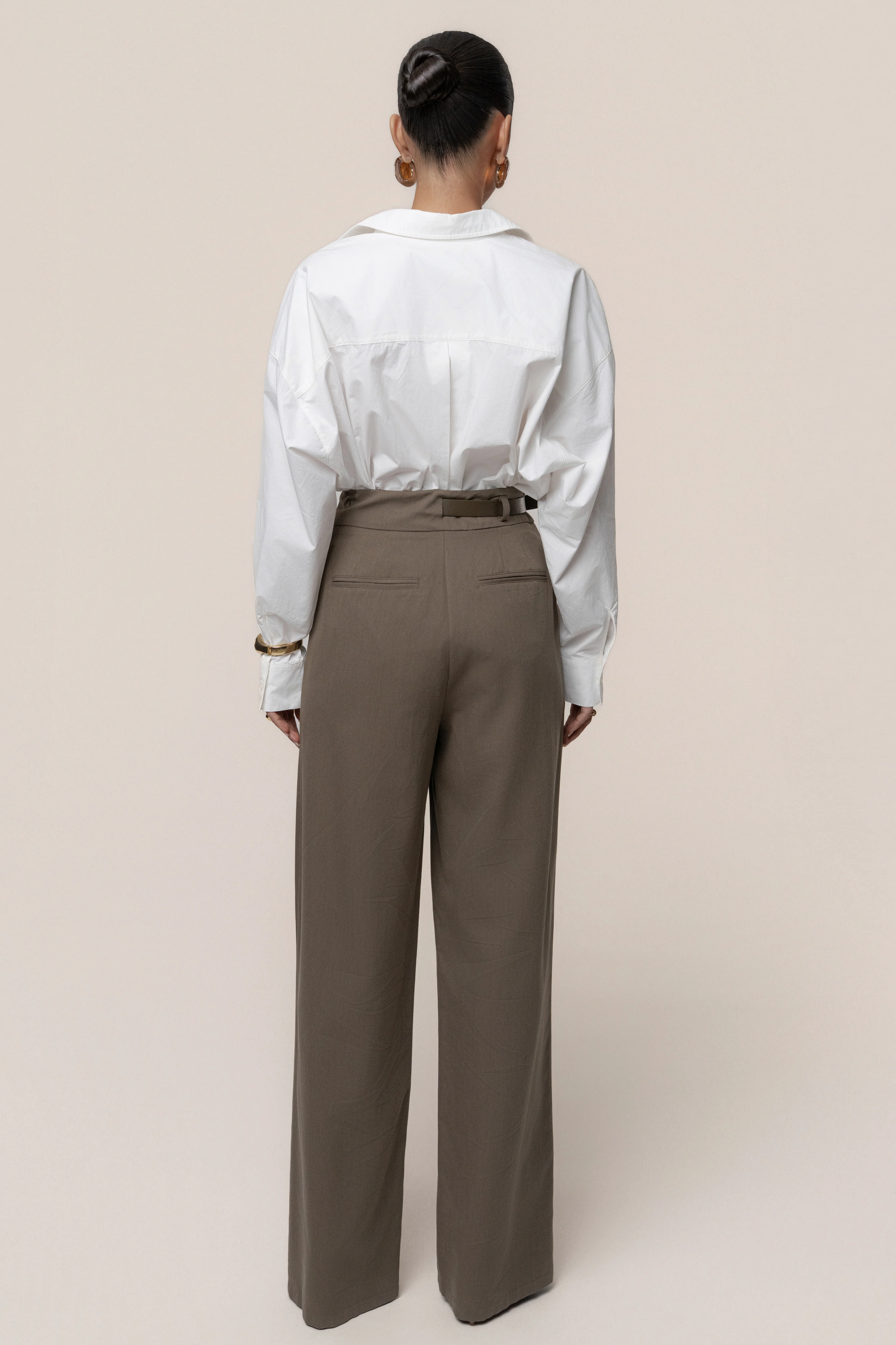 Dark Taupe Everywhere Belted Trousers
