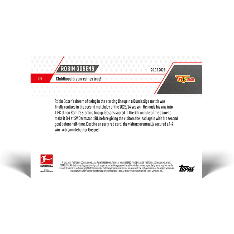 Topps UK - Childhood dream comes true! - Bundesliga TOPPS NOW® Card #13