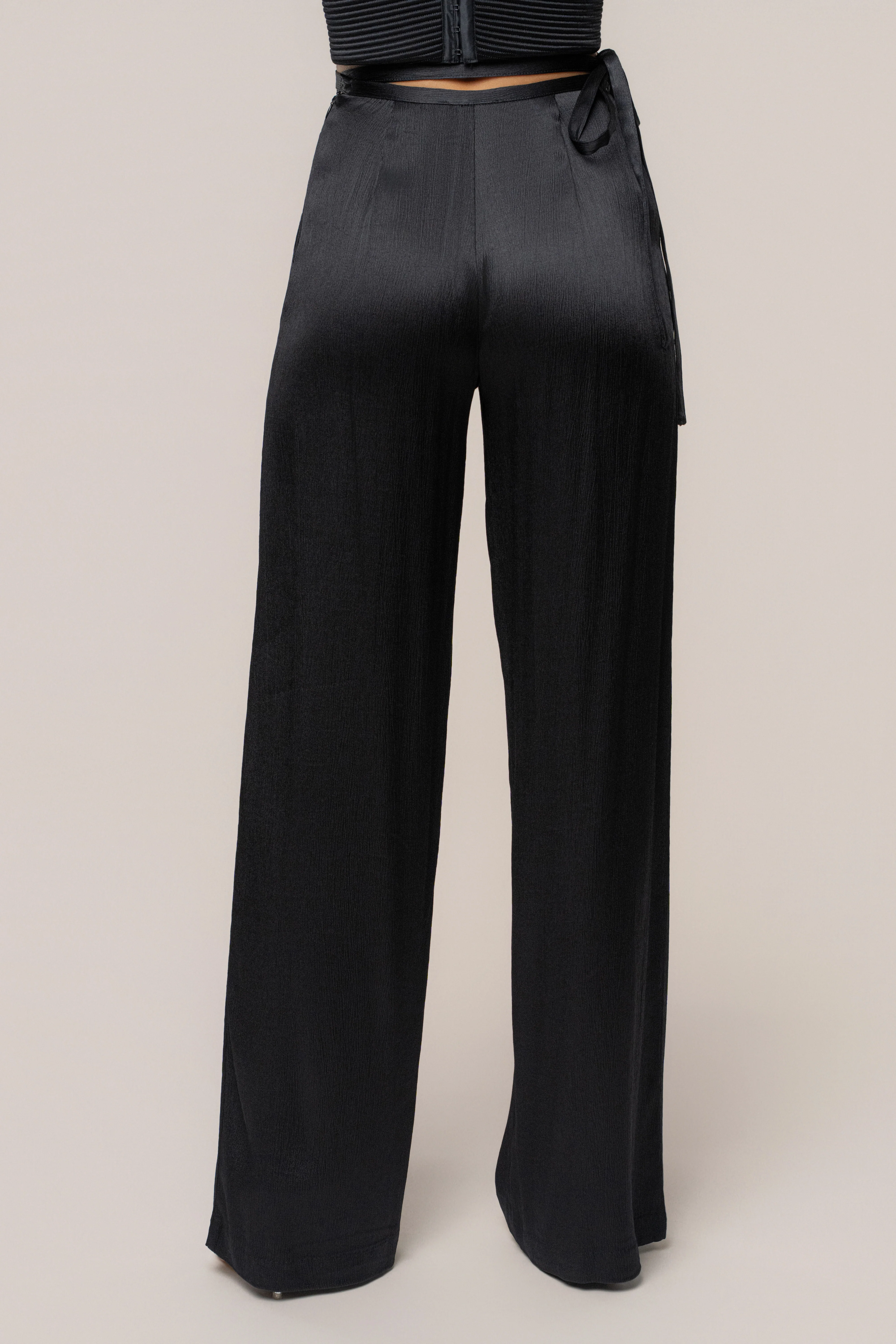 Black Deserae Satin Pants