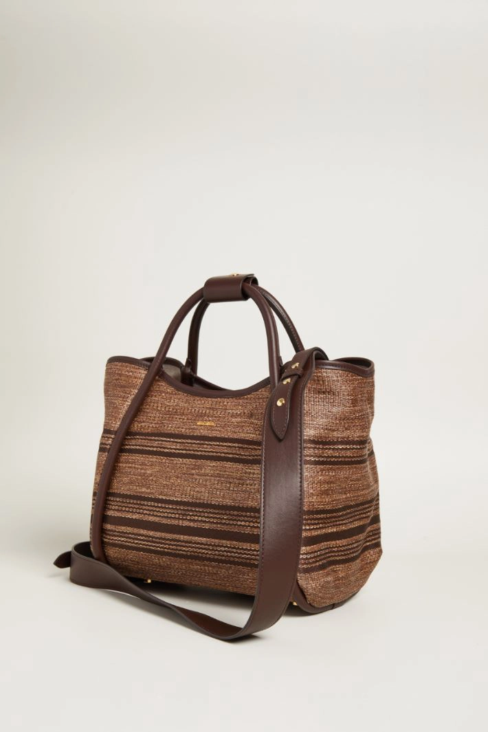Raffia-effect jacquard bag - BROWN