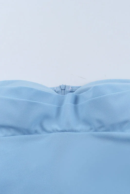 Blue Long Sleeves Tight Short Dress