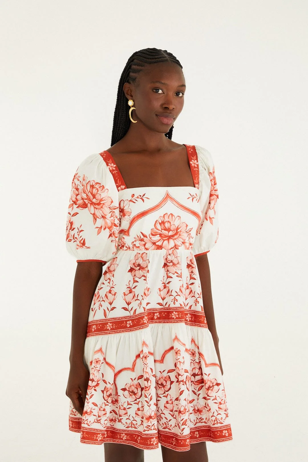 Red Porcelain Garden  Mini Dress