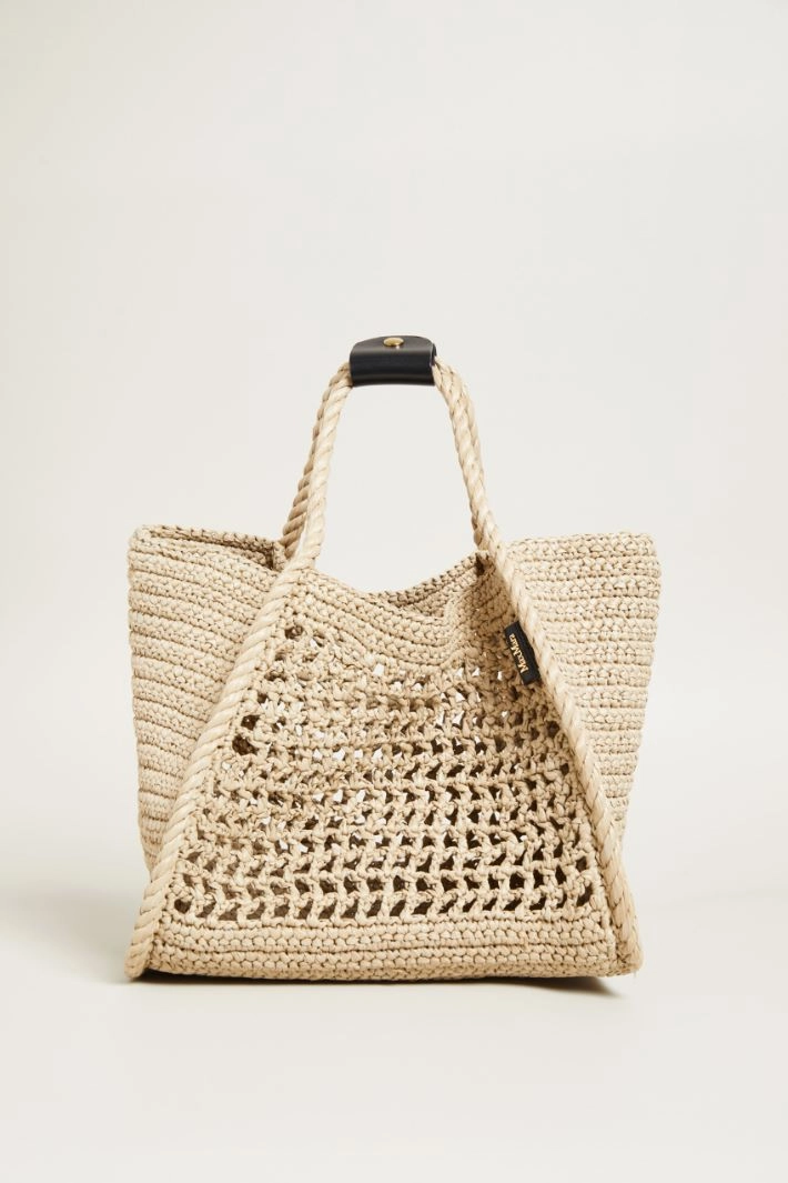 Raffia-effect crochet bag - SAND