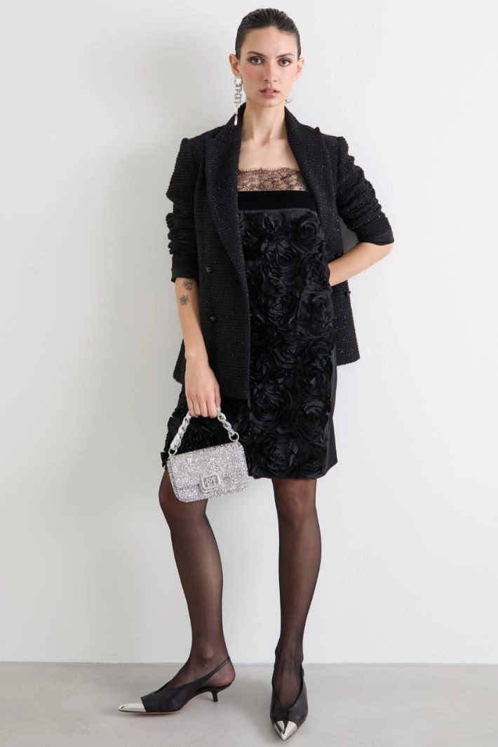 Basketweave lamé blazer - BLACK