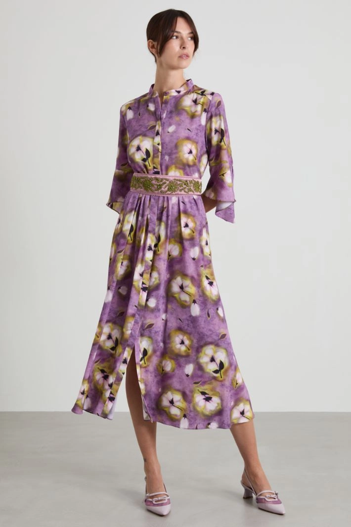 Crepe de chine shirt dress - LILAC