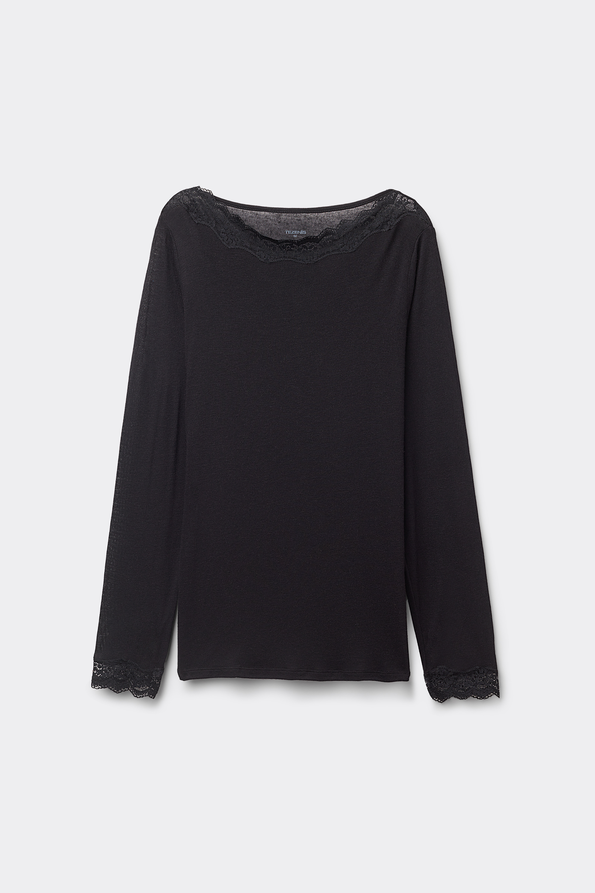 Lightweight Lace/Merino Wool Top with Boat Neck