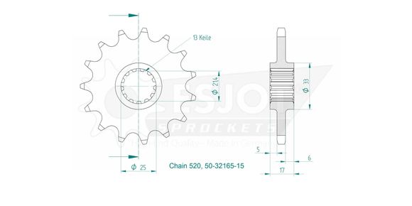 Esjot 15 tooth gearbox output pinionRef: Esjo00106A / 12122400