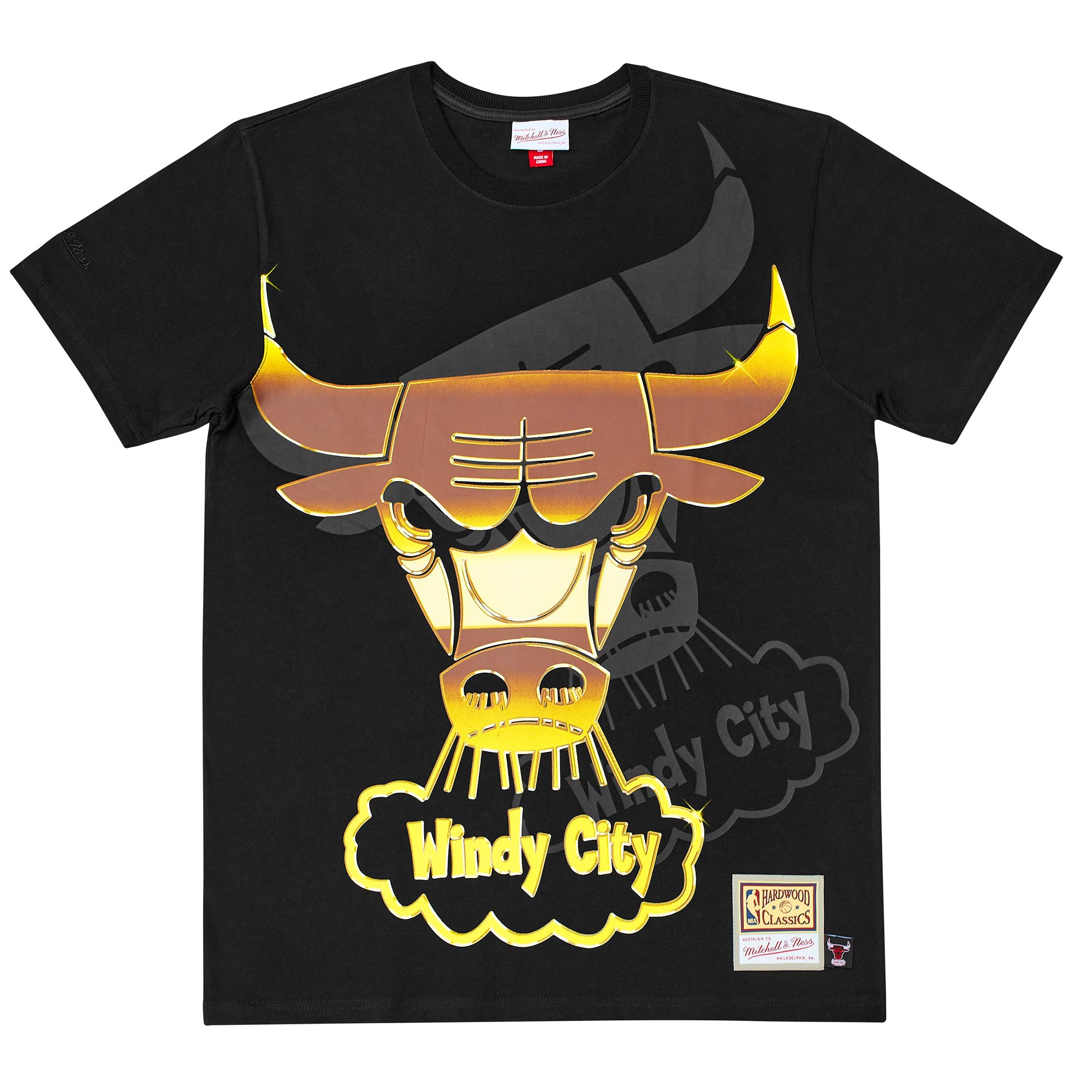 Chicago Bulls Big Face 4.0 Heavyweight Mitchell & Ness NBA T-Shirt Black