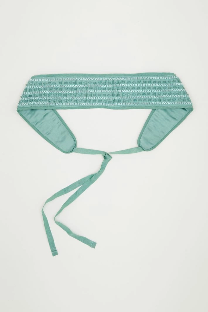 Bijou-embroidered belt - LIGHT BLUE