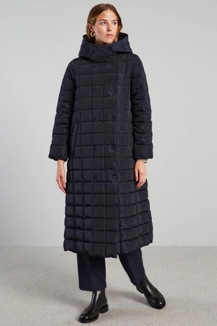 Flared canvas puffer coat - NIGHT BLUE