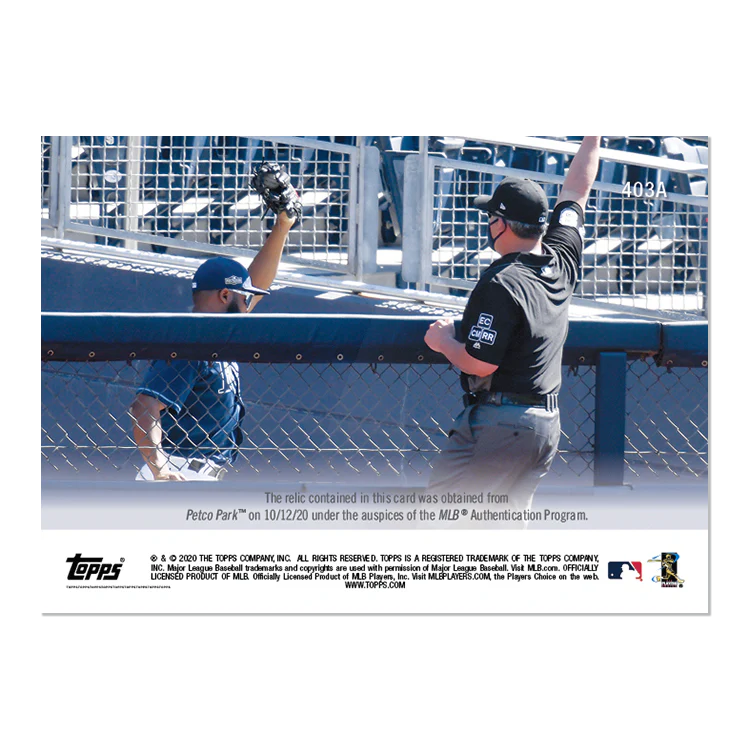 Game-used Ball Relic # to 10 - Manuel Margot - MLB TOPPS NOW® Card 403A