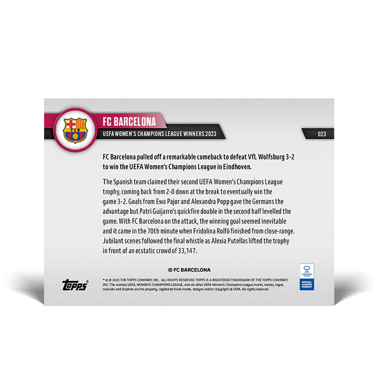 Topps UK - UEFA Women's Champions League Winners 2023 - UWCL TOPPS NOW® Card #23