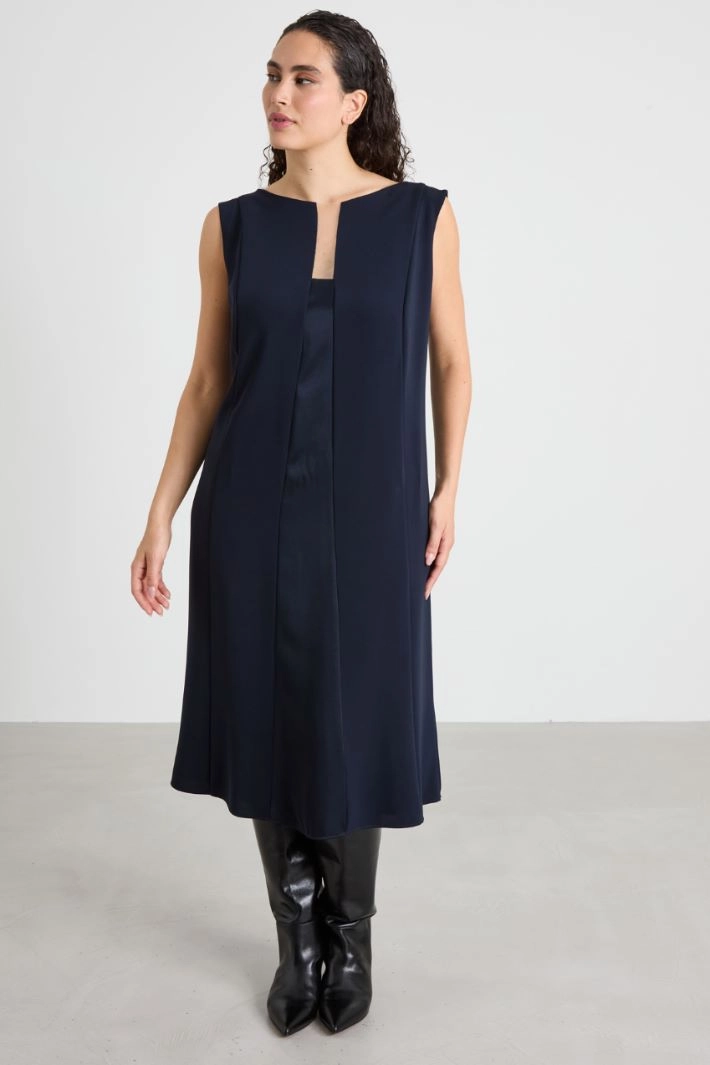 Midi crepe dress - NIGHT BLUE